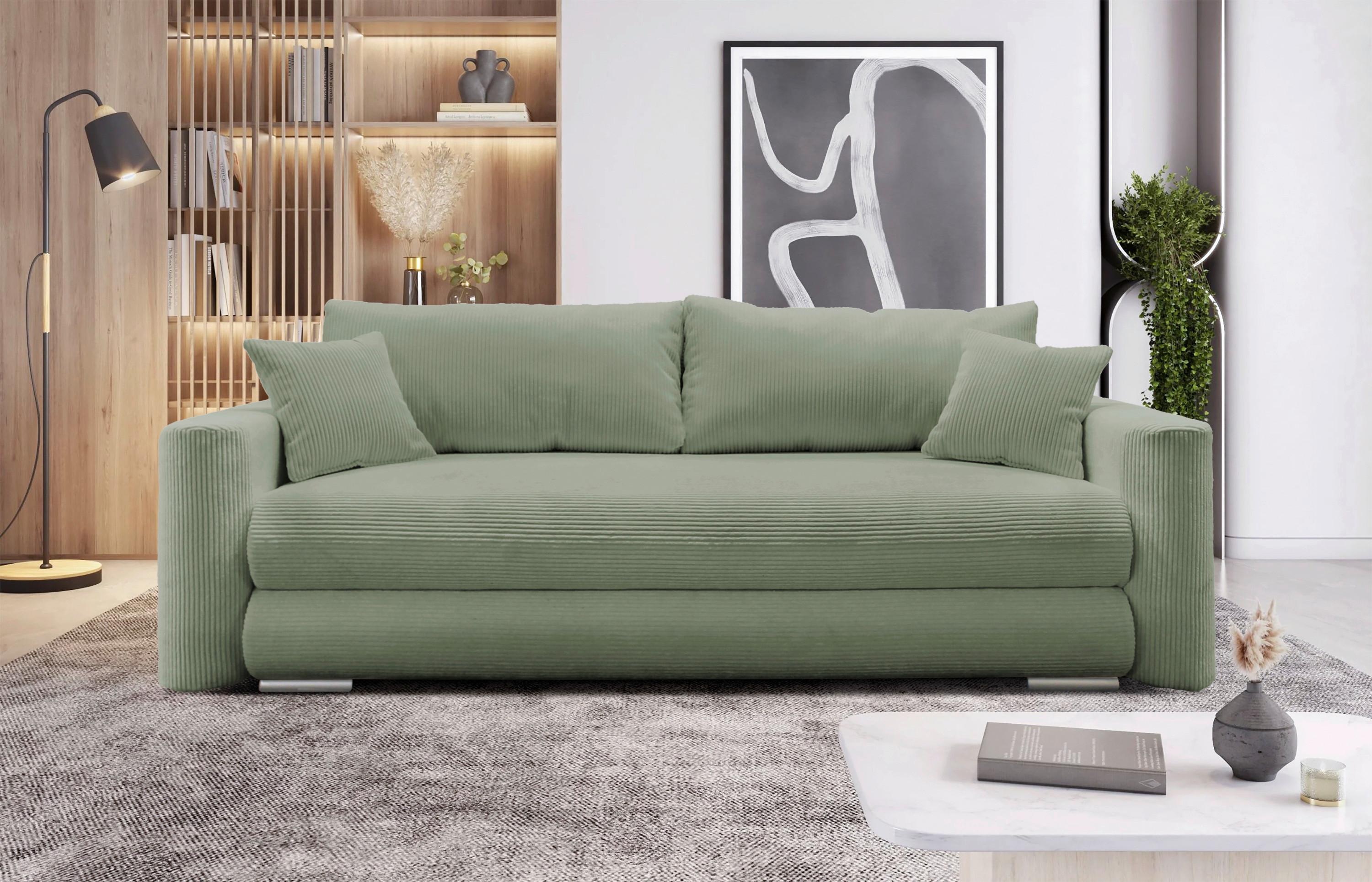 SCHLAFSOFA Ralf Grün B: 232 cm - Silberfarben/Grün, Design, Textil (232/88/105cm) - MID.YOU