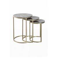 Beistelltisch 3-Teilig Tria Grau/Goldfarben - Goldfarben/Grau, Trend, Stein/Metall - Kayoom