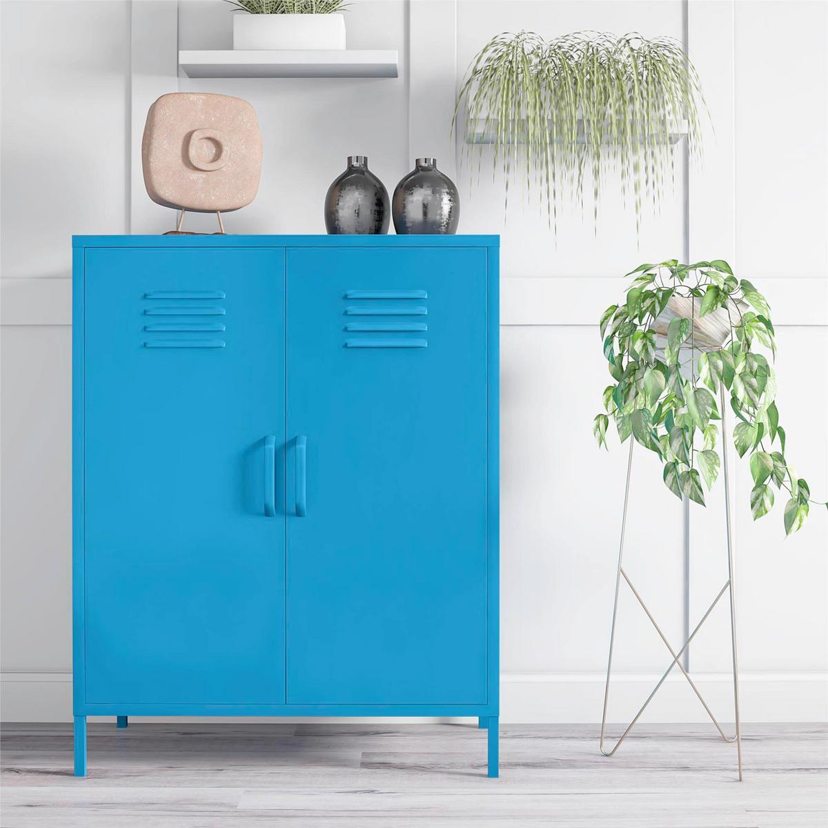 Highboard Cache Blau B: 80cm - Blau, Design, Metall (80/101/40cm) - MID.YOU