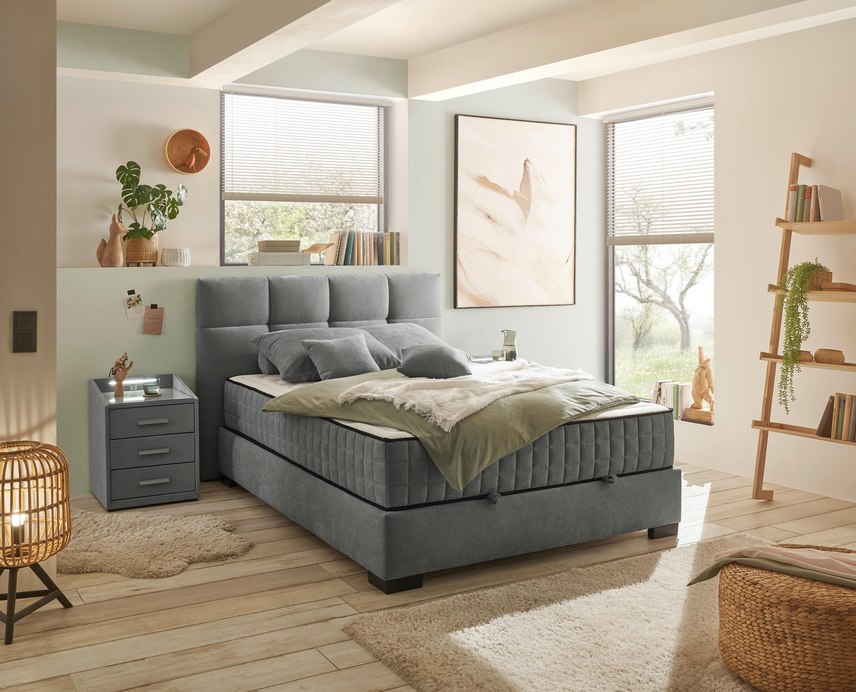Boxbett Nagol A - Anthrazit/Schwarz, MODERN, Holzwerkstoff/Textil (140/200cm) - MID.YOU