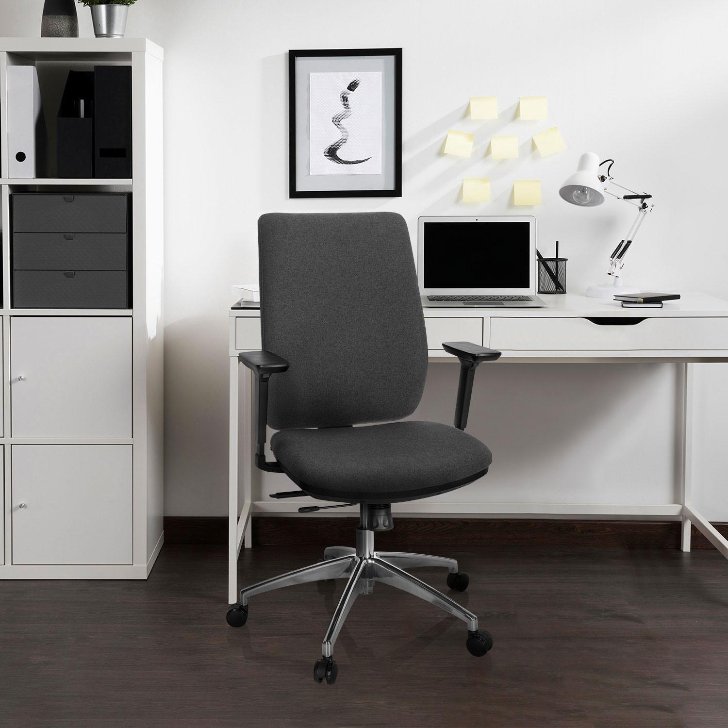 Drehstuhl Integrio I Armstütze Dunkelgrau Bis 120kg - Chromfarben/Dunkelgrau, MODERN, Kunststoff/Textil (74/123/63cm) - MID.YOU
