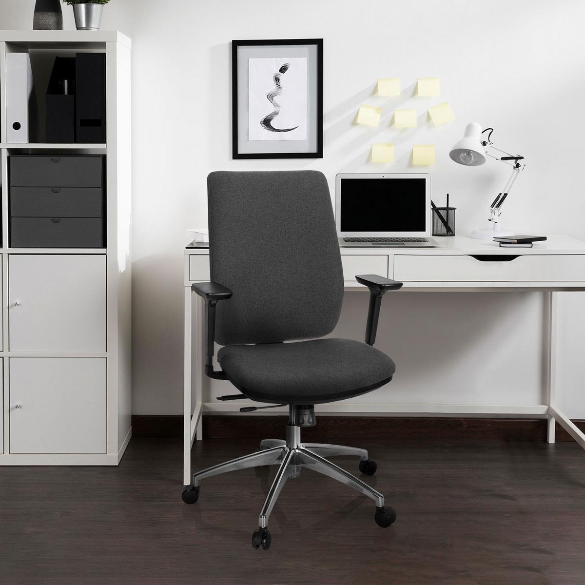 Drehstuhl Integrio I Armstütze Dunkelgrau Bis 120kg - Chromfarben/Dunkelgrau, MODERN, Kunststoff/Textil (74/123/63cm) - MID.YOU
