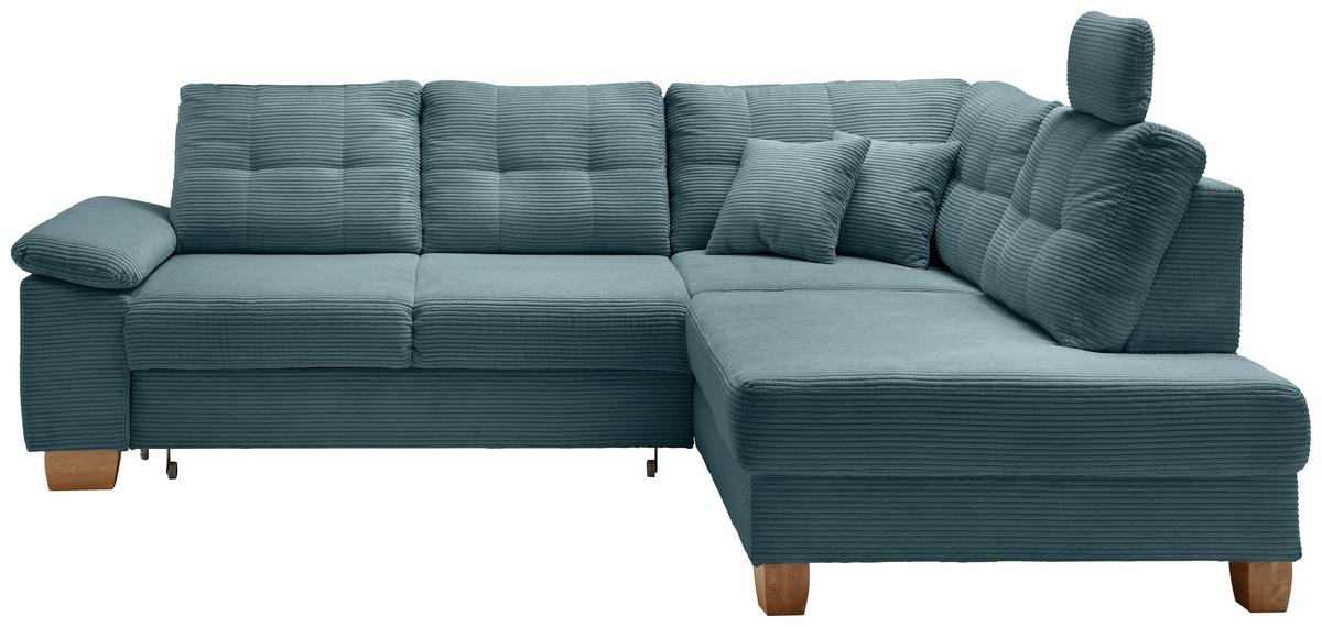 Ecksofa Brizzini Petrol S: 274x206 Cm - Petrol/Naturfarben, MODERN, Textil (274/206cm) - Livetastic