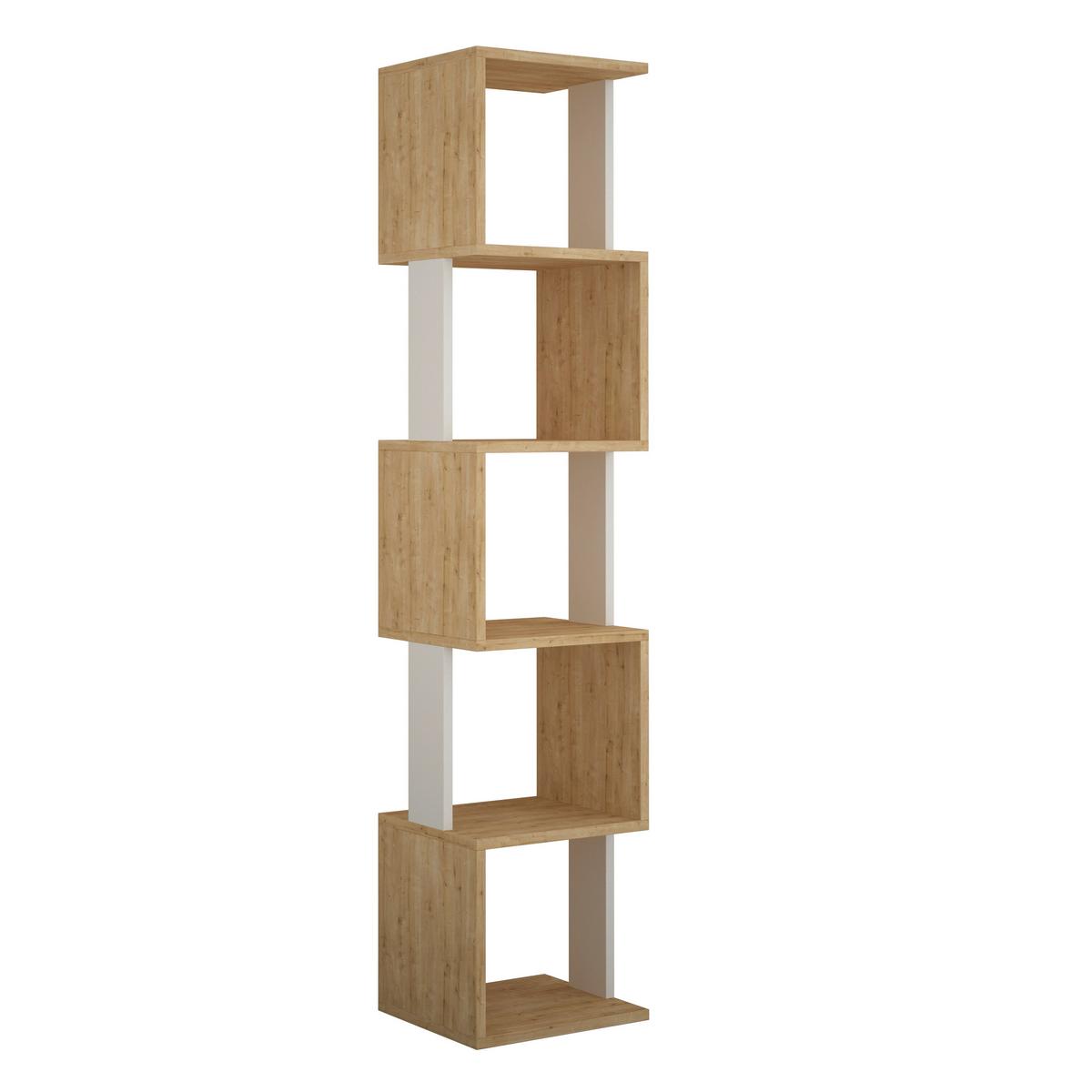 Bücherwand Piri Weiß/eichefarben B: 35 Cm - Eichefarben/Weiß, Design, Holzwerkstoff (35/161/30cm) - Livetastic