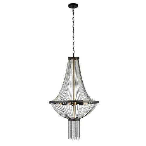 Kronleuchter 86353-5bk Baguette - Messingfarben/Schwarz, Design, Kunststoff/Metall (60/162cm)