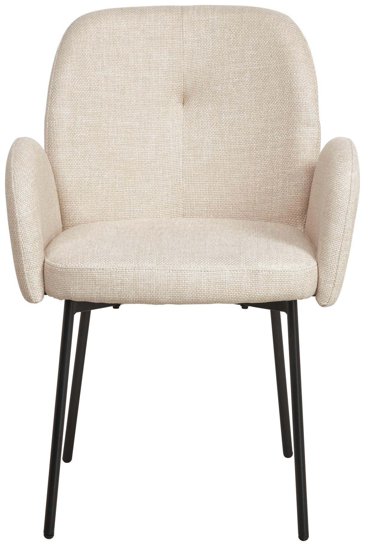 Armlehnstuhl Pauline Leinenoptik Beige, B: 62 cm - Beige/Schwarz, KONVENTIONELL, Holz/Textil (62/85/64cm) - MID.YOU