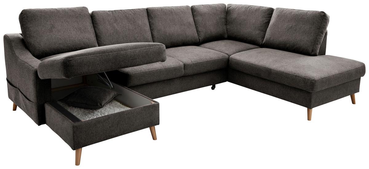 Wohnlandschaft Valentina Mit Schlaffunktion Braun - Braun/Naturfarben, KONVENTIONELL, Textil (150/301/200cm) - P & B