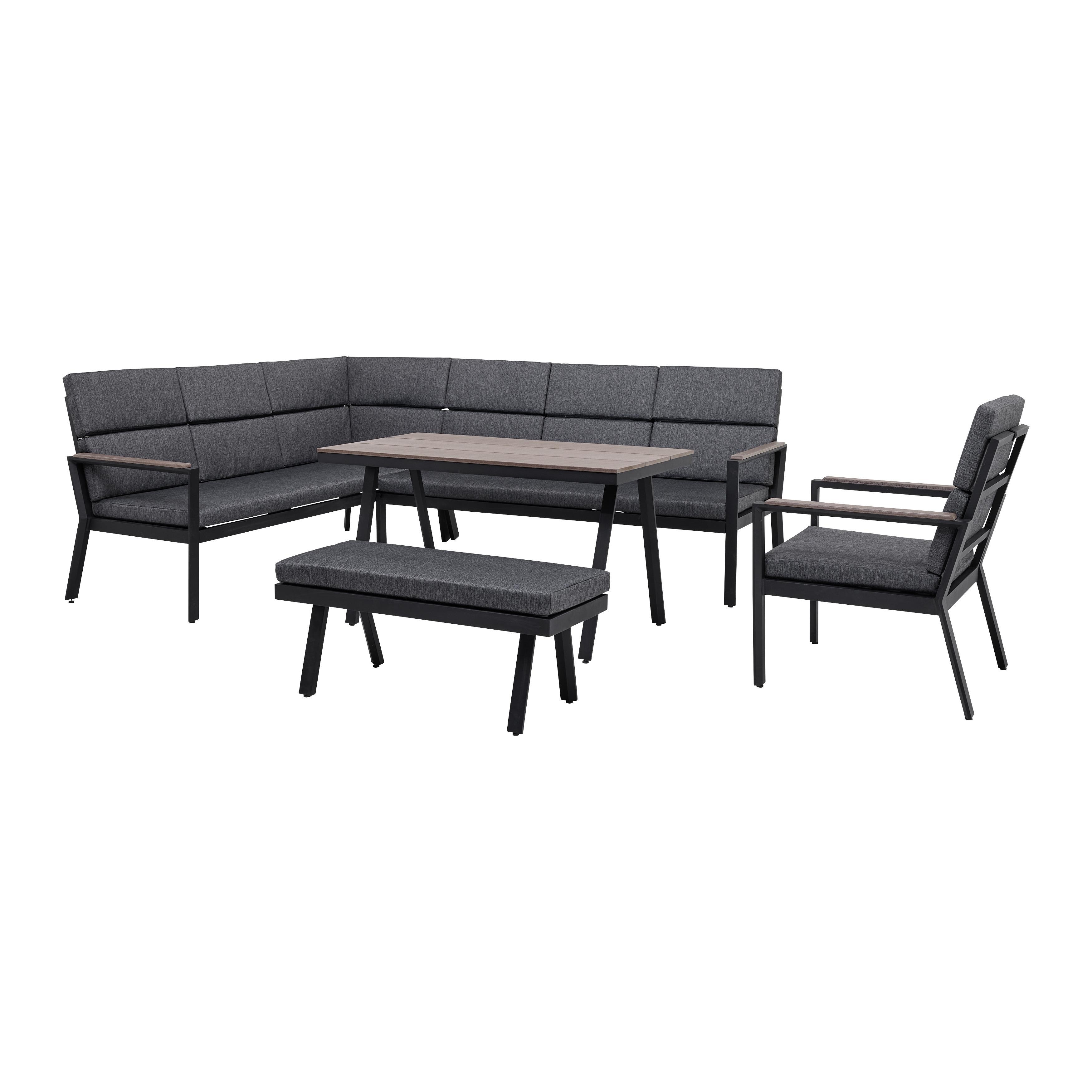 Záhradná Sedacia Súprava Giardino - hnedá/tmavosivá, Moderný, kov/textil - Bessagi Garden