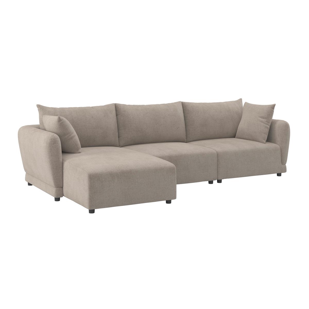 Sedacia súprava NICOLE, ľavá, béžová, max. do 480 kg - čierna/sivobéžová, Modern, drevo/textil (162/87/306cm) - Bessagi Home