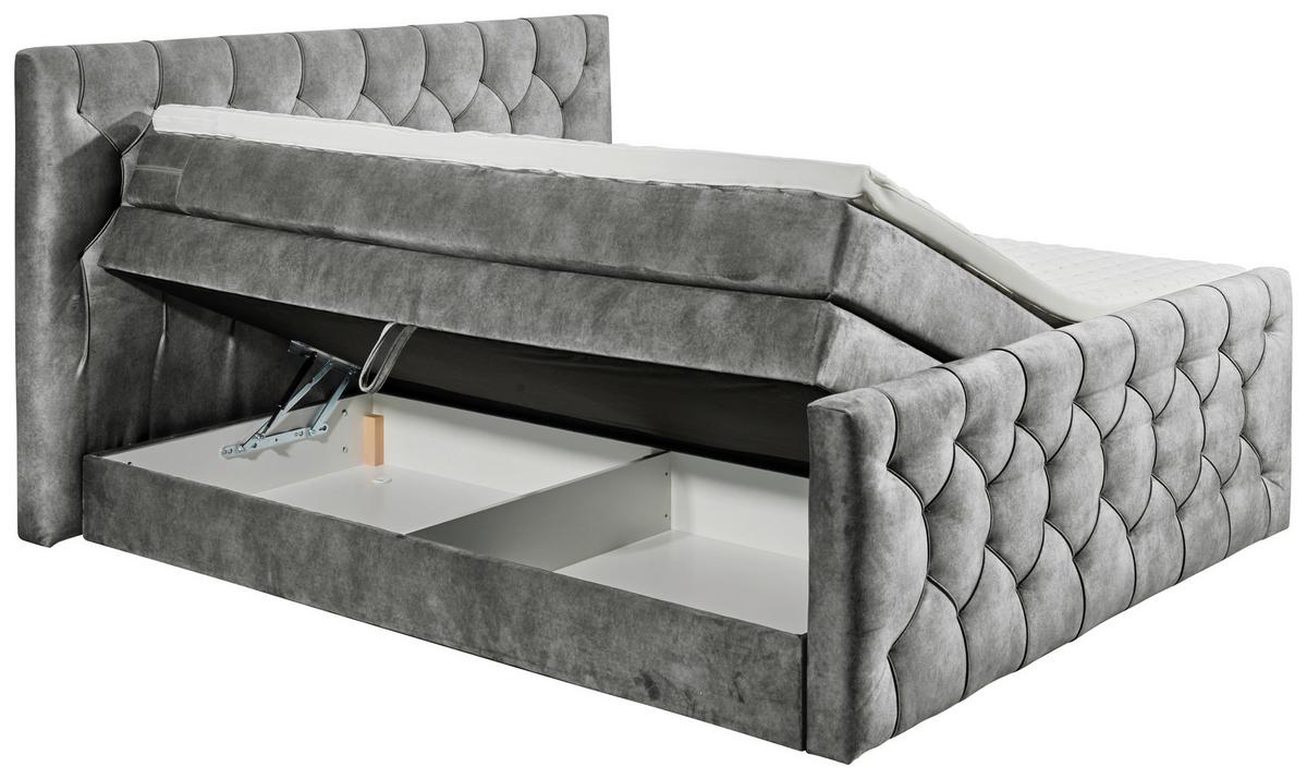 Boxspringbett mit Topper 180x200 cm Cashfield - Grau, MODERN, Holzwerkstoff/Textil (180/200cm) - MID.YOU