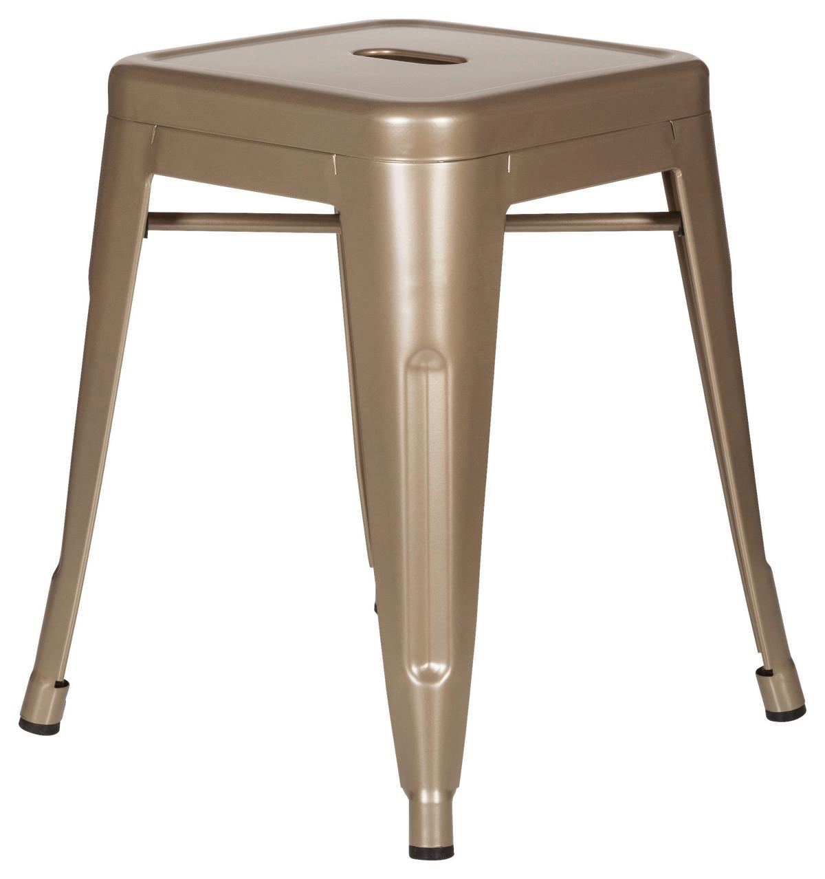 Hocker Vantaggio Stahl Champagner H: 46 cm Stapelbar - Champagner, Basics, Metall (39/46/39cm) - MID.YOU