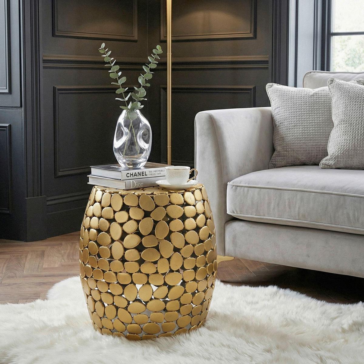 Beistelltisch Goldfarben B: 40 cm - Goldfarben, Design, Metall (40/46/40cm) - Livetastic