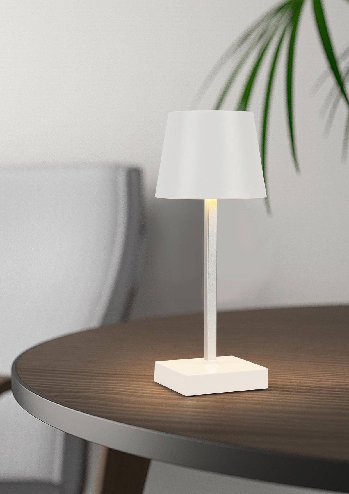 Tischlampe Borka dimmbar Weiß - Weiß, MODERN, Kunststoff/Metall (10,5/26cm) - Luca Bessoni