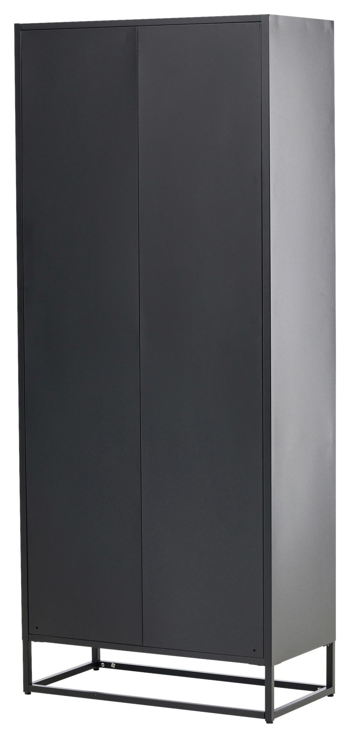 Vitrine Bakal - Schwarz, Design, Glas/Metall (80/190/41cm) - Livetastic