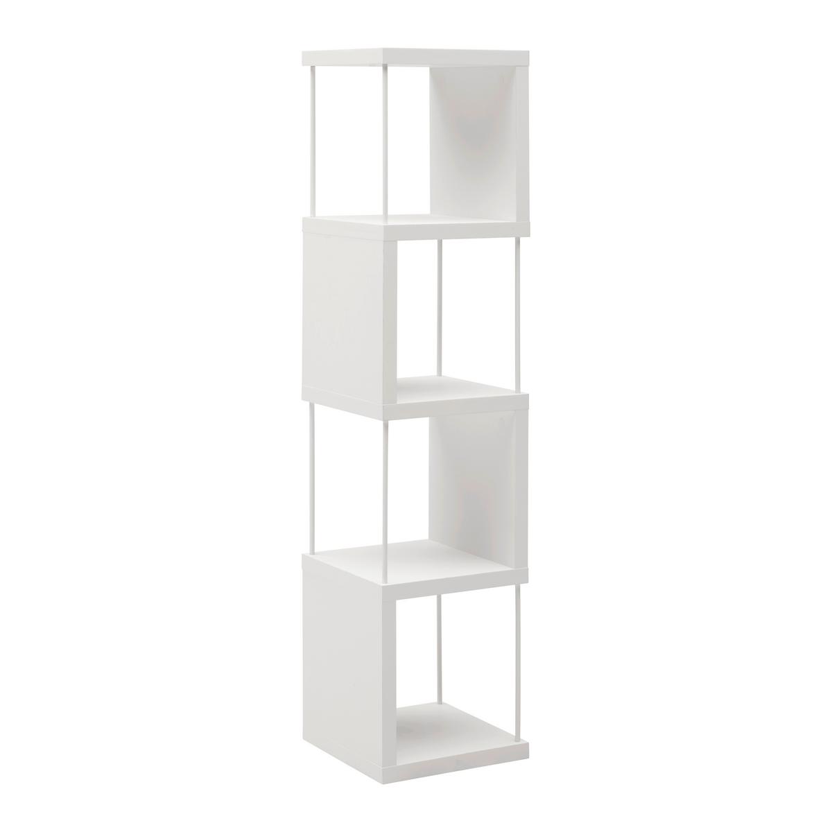 REGÁL PINNAR - biela, Modern, kov/kompozitné drevo (33/136,5/33cm) - Mömax