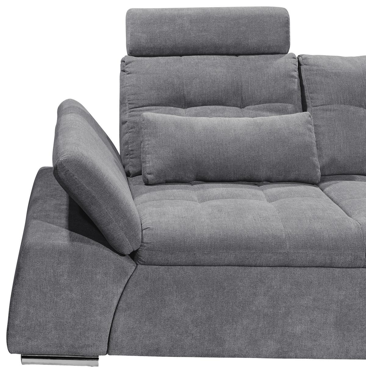 Sedací souprava s rozkladem Nalo tmavě šedá - barvy stříbra/tmavě šedá, Konvenční, kompozitní dřevo/textil (268/170cm) - MID.YOU