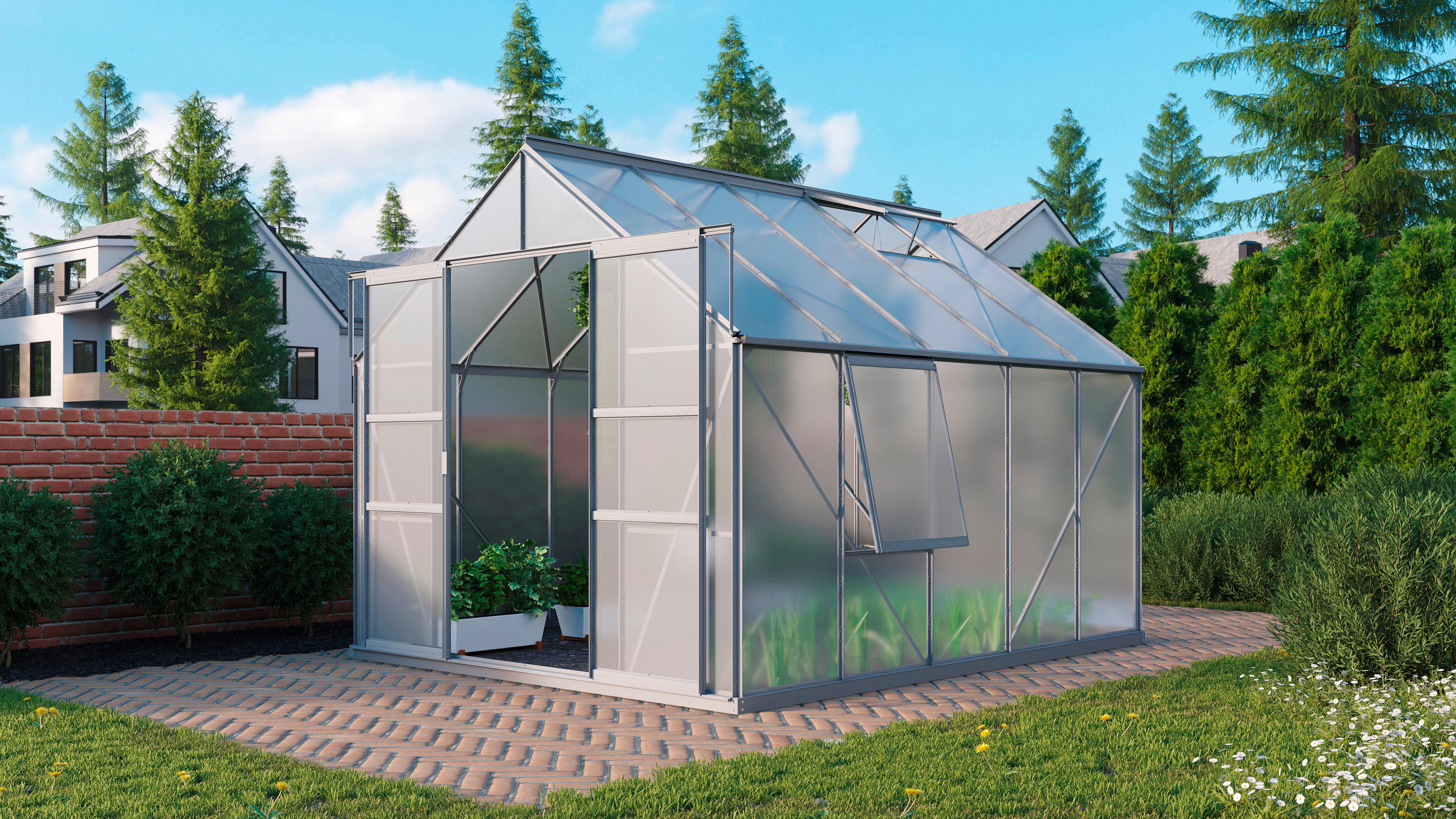 Gewächshausbausatz Meridian 2 8300 8,3 M2 Metall/kunststoff - Alufarben, Basics, Kunststoff/Metall (257/231,8/321cm)