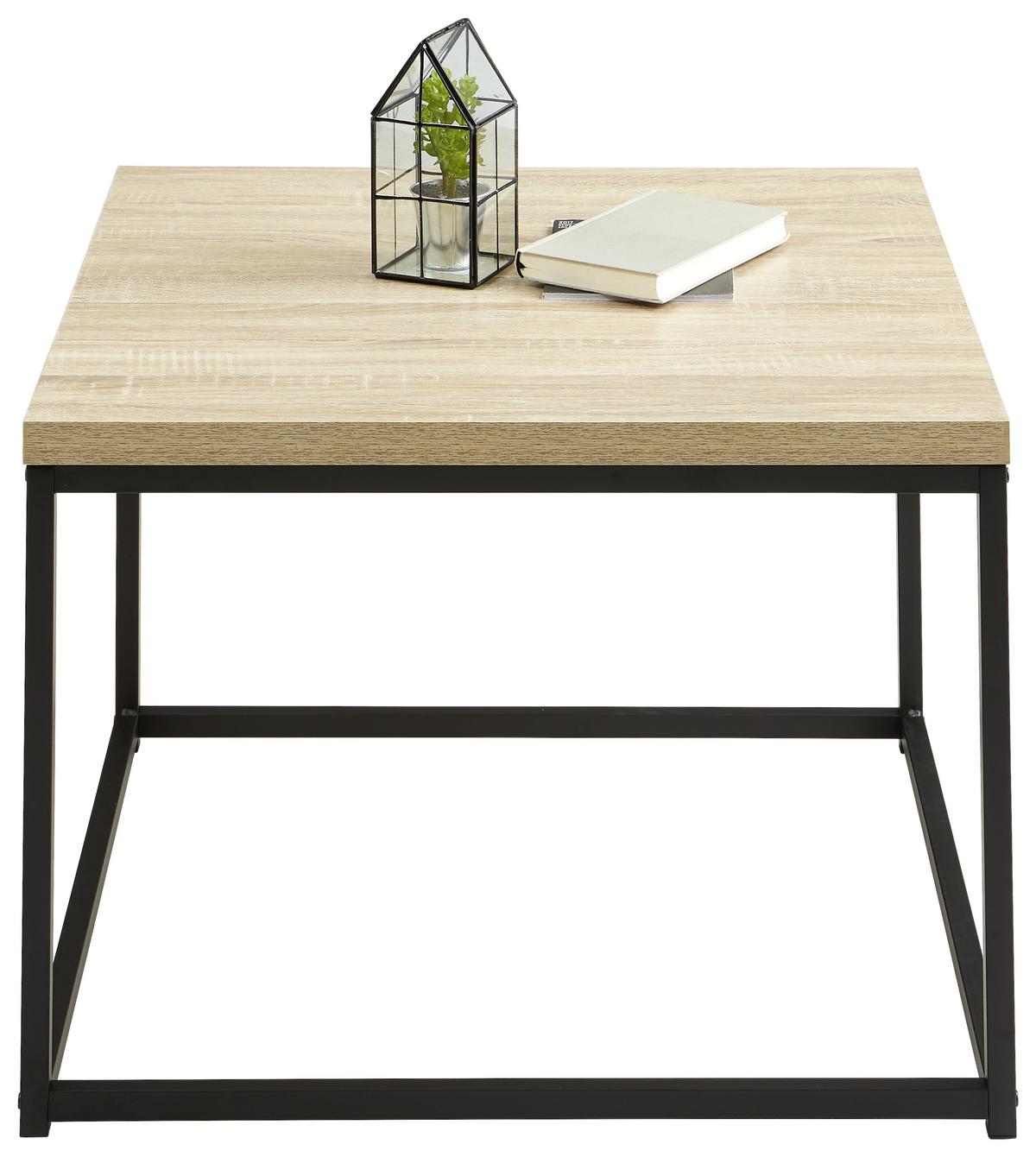 Couchtisch Massa, Eichefarben/Schwarz - Schwarz/Sonoma Eiche, LIFESTYLE, Holzwerkstoff/Metall (70/70/48cm) - MID.YOU