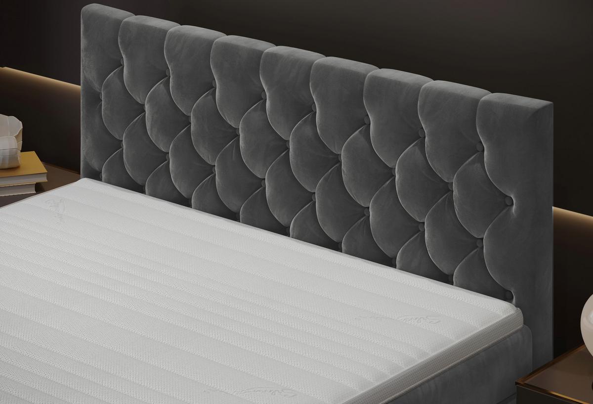 Boxspringbett Elio Graphitfarben 180x200 cm H3 - Schwarz/Graphitfarben, ROMANTIK / LANDHAUS, Textil (184/121/212cm) - James Wood