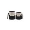 Hocker Pouf-Set Samt Grau/Schwarz 2-teilig - Schwarz/Grau, Basics, Kunststoff/Textil - Kayoom