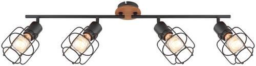 Strahler Willa 4-flammig Verstellbar L: 80 Cm - Schwarz/Braun, Basics, Holz/Metall (80/11/24cm) - Globo