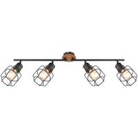 Strahler Willa 4-flammig Verstellbar L: 80 Cm - Schwarz/Braun, Basics, Holz/Metall (80/11/24cm) - Globo