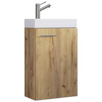 Waschbecken mit Unterschrank Slito B: 40,5 cm Eiche Dekor - Honigeiche/Weiß, MODERN, Keramik/Holzwerkstoff (40,5cm) - MID.YOU