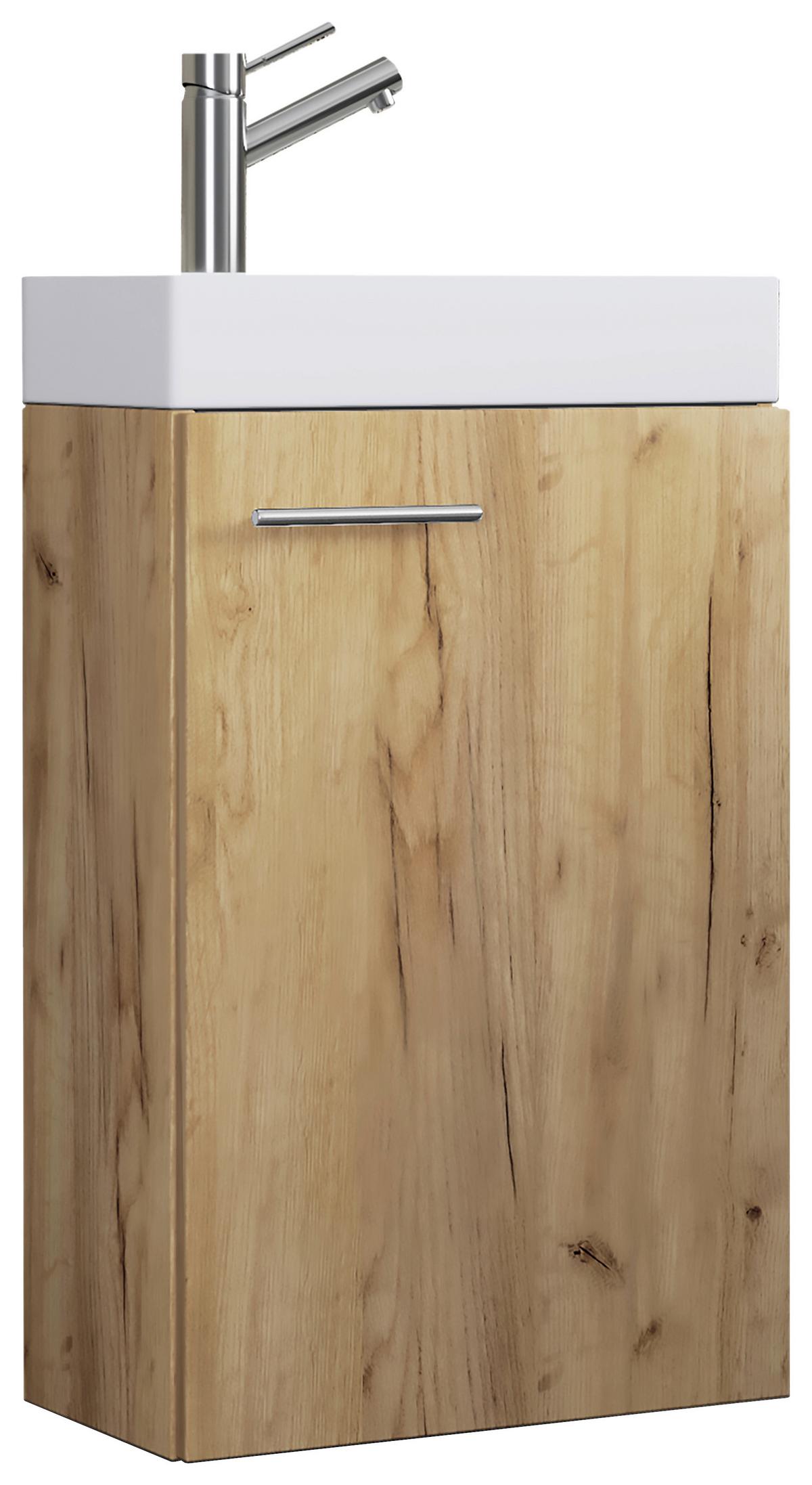 Waschbecken mit Unterschrank Slito B: 40,5 cm Eiche Dekor - Honigeiche/Weiß, MODERN, Keramik/Holzwerkstoff (40,5cm) - MID.YOU