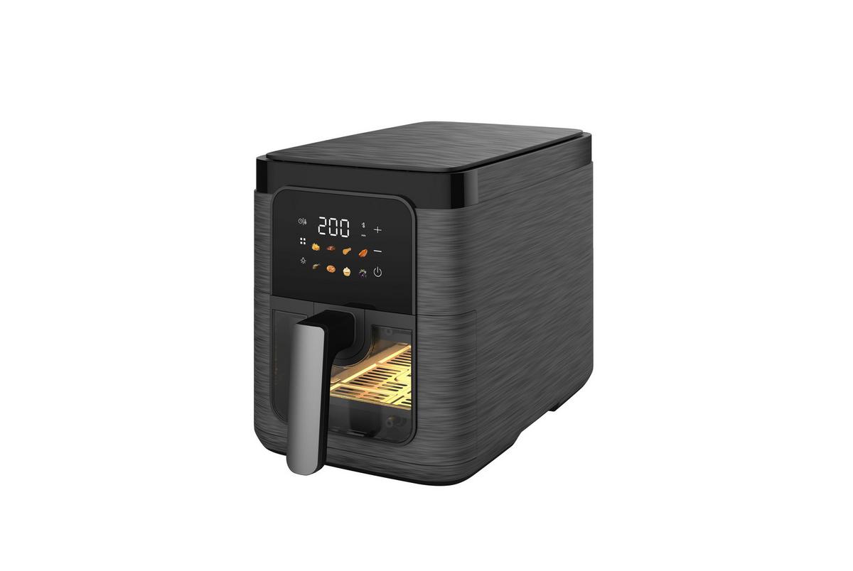 HEISSLUFTFRITTEUSE 1500W, 6 Liter - Schwarz, Trend, Glas/Kunststoff (22,7/45/28,3cm)