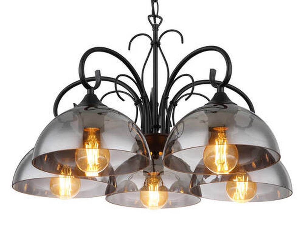 Hängeleuchte 69061-5h - Schwarz, KONVENTIONELL, Glas/Metall (56/120cm) - Globo