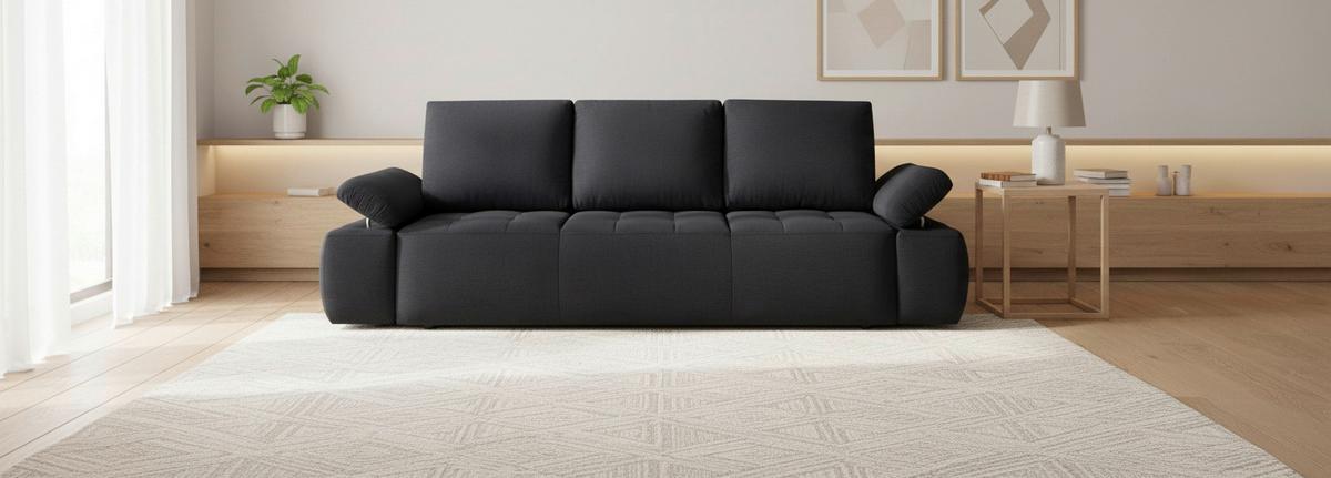 Schlafsofa Madox Anthrazit B: 255 cm - Anthrazit/Schwarz, Design, Textil (255/89/109cm) - MID.YOU