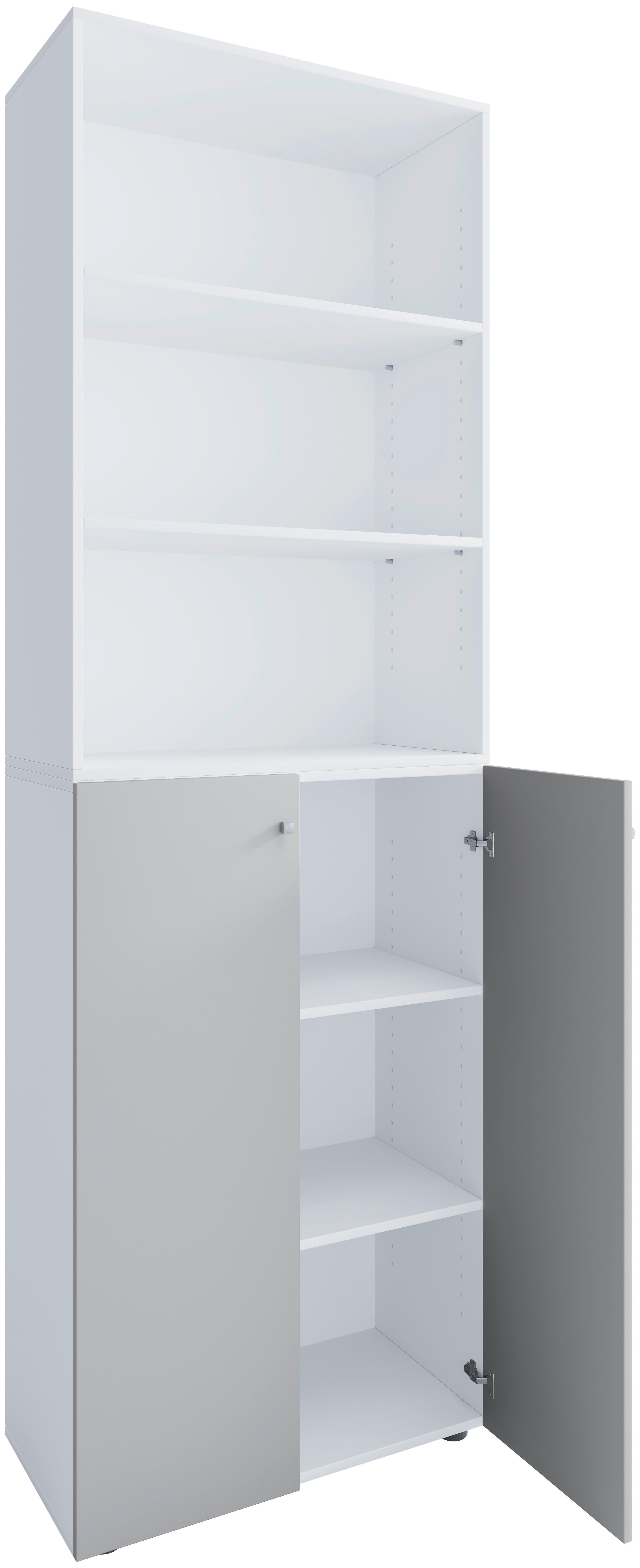 Aktenschrank Lona Grau, Weiß B: 70 cm - Weiß/Grau, Design, Holzwerkstoff (70/220/39cm) - MID.YOU