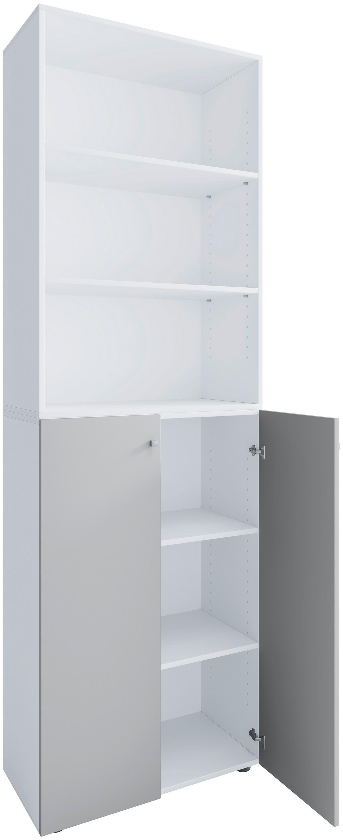 Aktenschrank Lona Grau, Weiß B: 70 cm - Weiß/Grau, Design, Holzwerkstoff (70/220/39cm) - MID.YOU