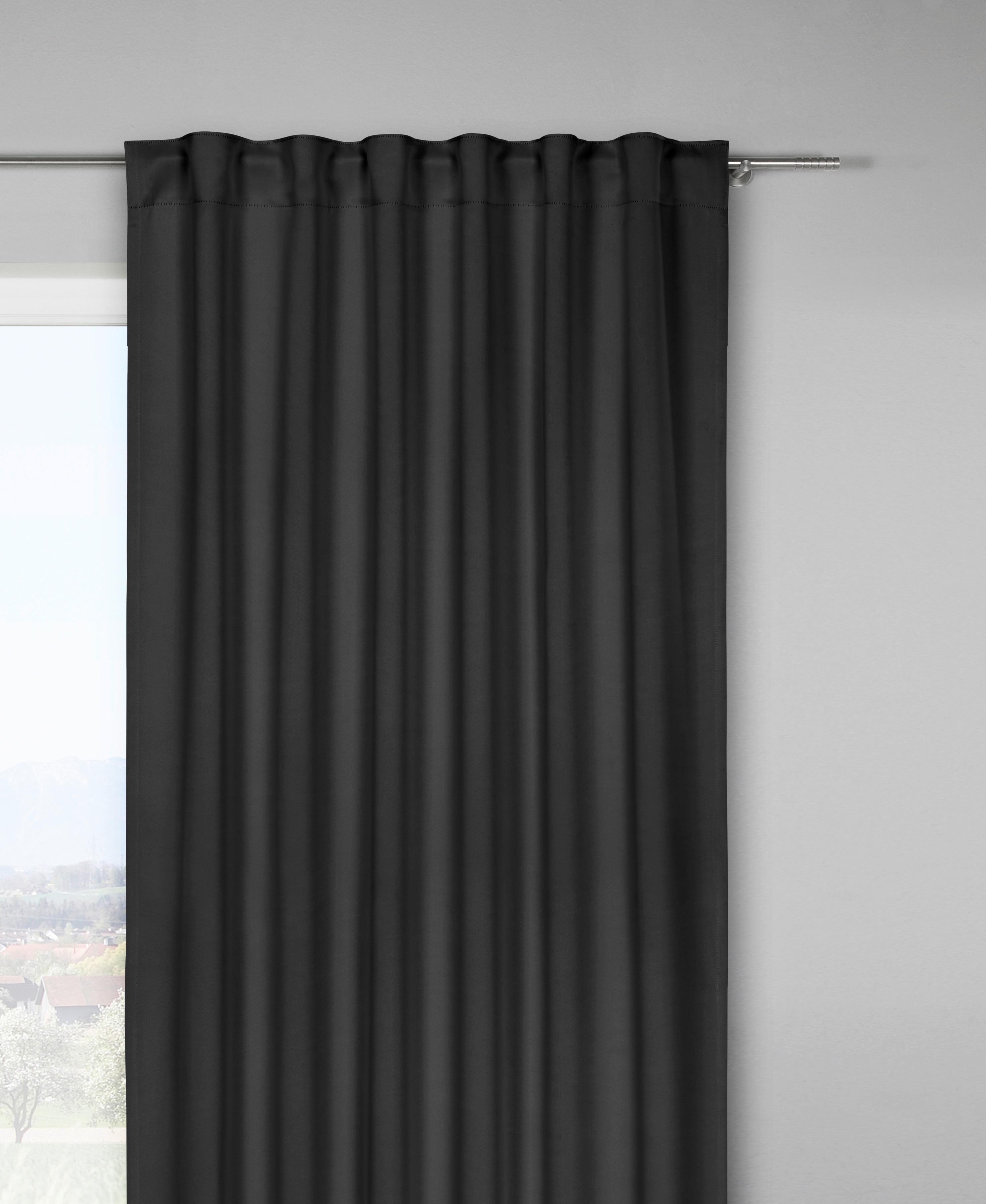 Zatemňovací závěs Riccardo, 140/245cm, černá - černá, Moderní, textil (140/245cm) - Premium Living