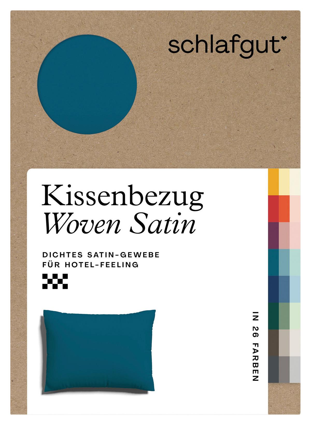 Kopfpolsterbezug Woven Satin - Petrol, Basics, Textil (70/90cm) - Schlafgut