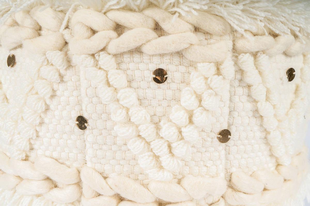 Pouf Bohist Baumwolle Creme DxH: 35x35 cm - Creme, Trend, Textil (35/35/35cm) - Kayoom