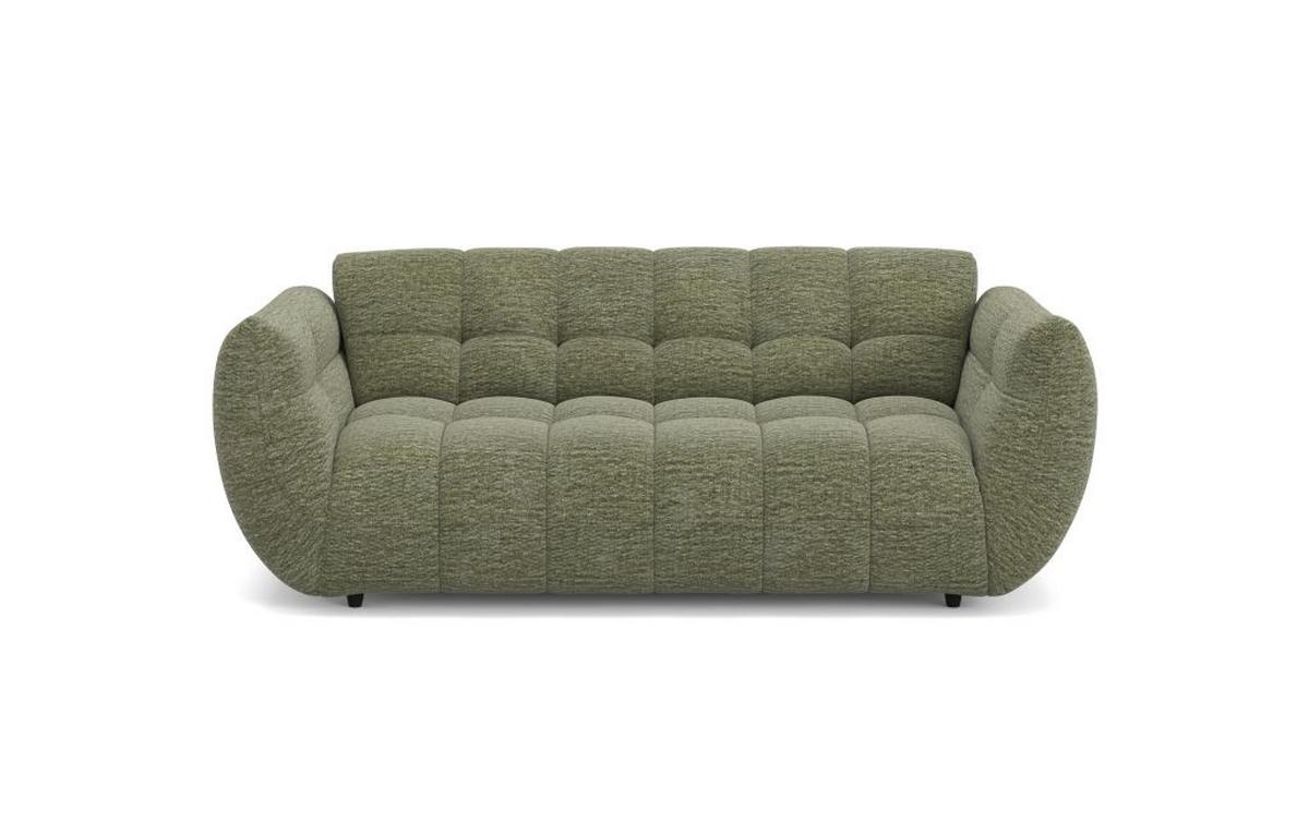 Velká pohovka PANDA, olivově zelená žinylka - černá/olivově zelená, Trend, textil/plast (218/81/104cm)