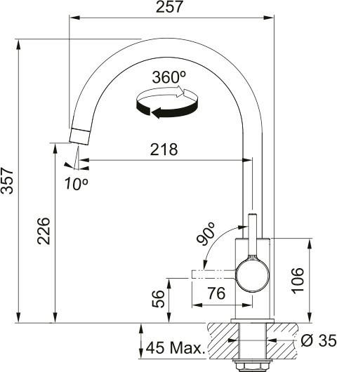 Küchenarmatur Lina J - Basics, Metall (35,7cm) - Franke