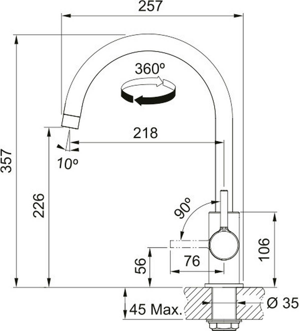 Küchenarmatur Lina J - Basics, Metall (35,7cm) - Franke