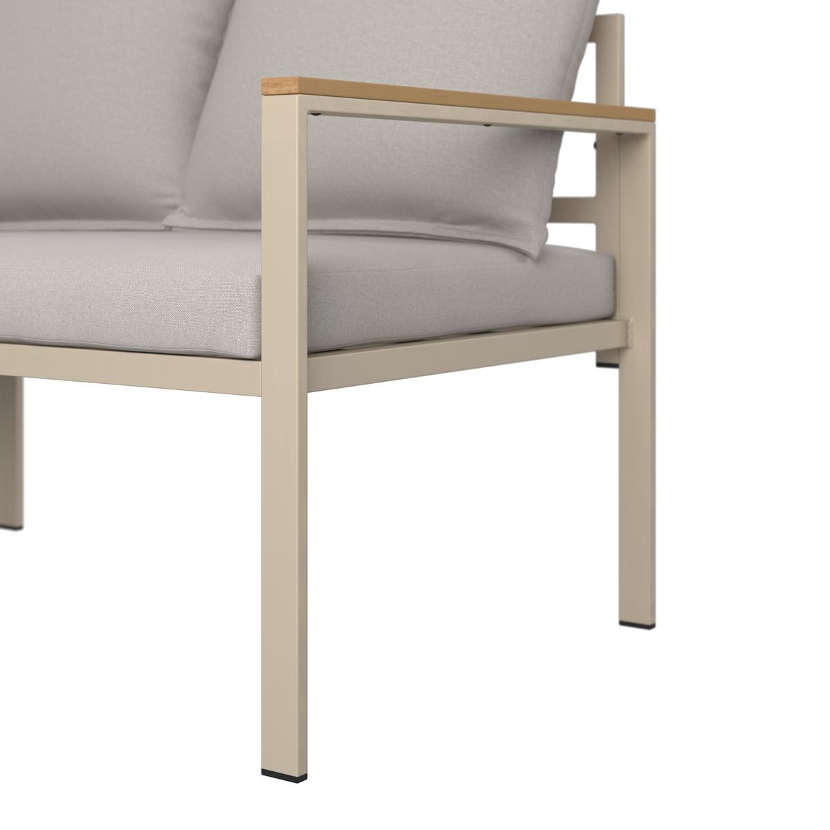 Loungegarnitur München - Beige/Hellgrau, MODERN, Glas/Textil (65/70/108cm) - Beldano