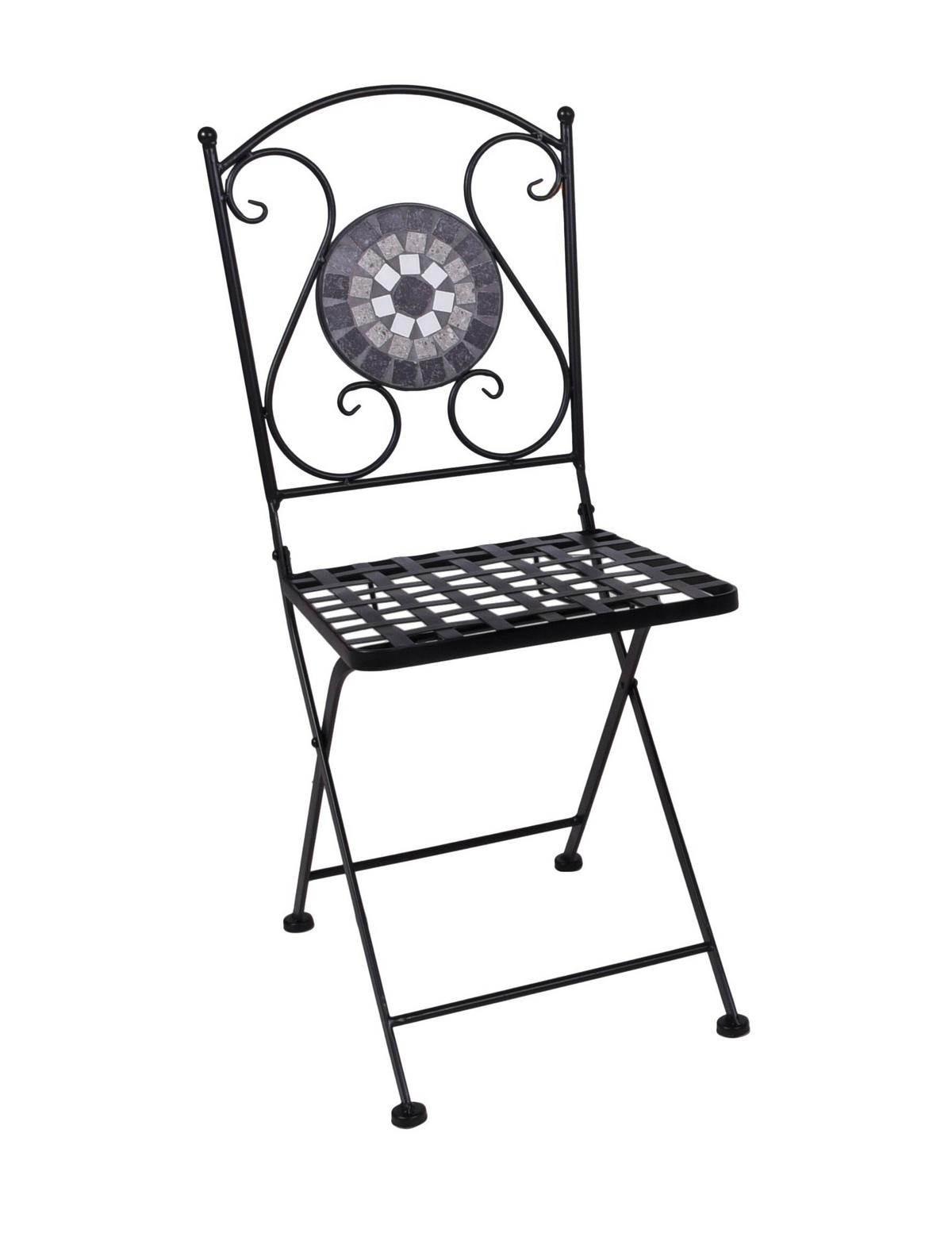 Balkonmöbel Set Jalua Metall/stein - Schwarz/Weiß, MODERN, Stein/Metall - Gardenson