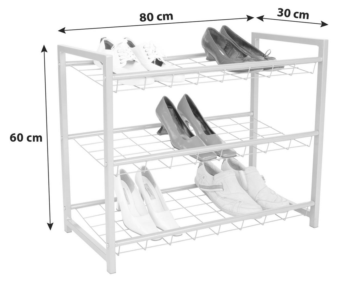 Schuhregal Shoe 3 Ablagen 9 Paar Silber H: 60 Cm - Silberfarben, MODERN, Metall (80/60/30cm) - Homezone