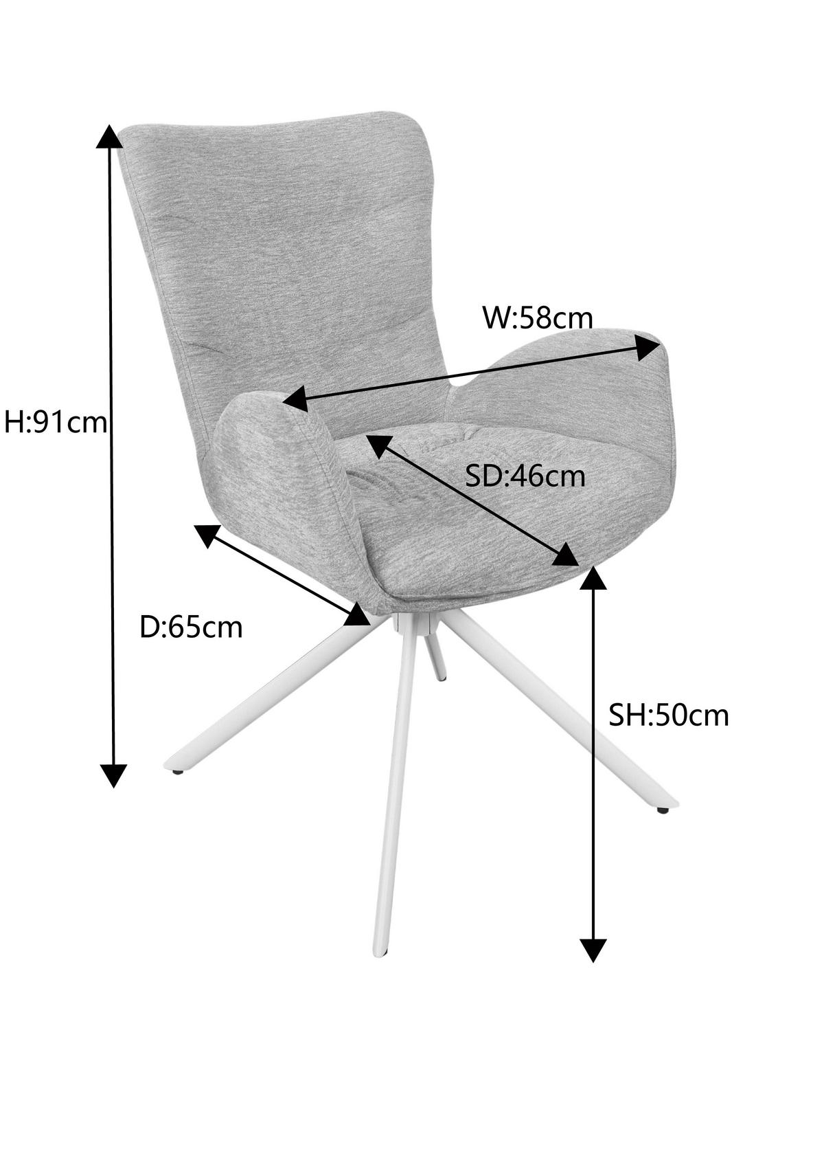 STOLIČKA S PODRÚČKAMI STELLA - sivá/béžová, Design, kov/textil (58/91/65cm) - Mömax