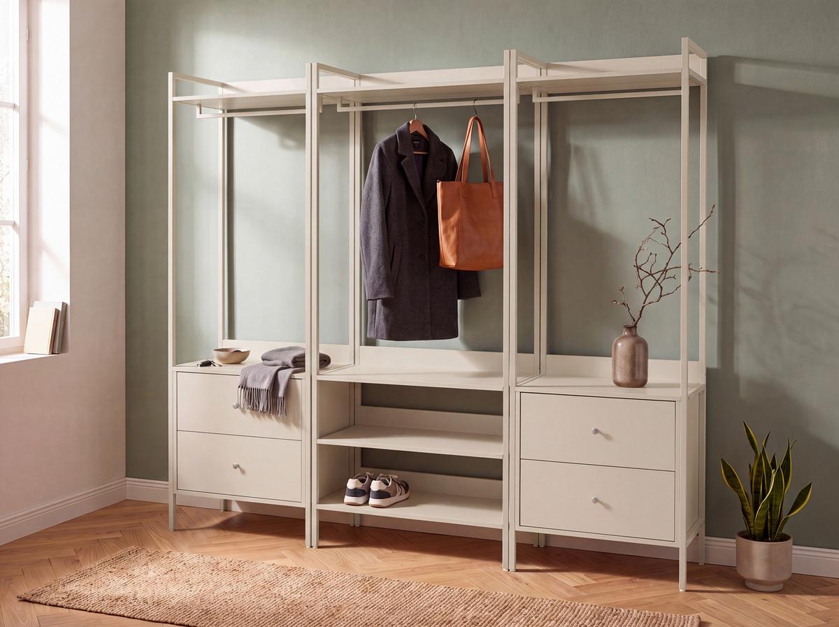 Garderobe Dhaka Kaschmir B: 64 cm - Beige, MODERN, Holzwerkstoff/Metall (64/190/40cm)