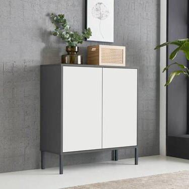Kommode 79 cm Mailand Typ 4 + Mf, Weiß - Anthrazit/Weiß, MODERN, Holzwerkstoff (79/86/33cm) - MID.YOU