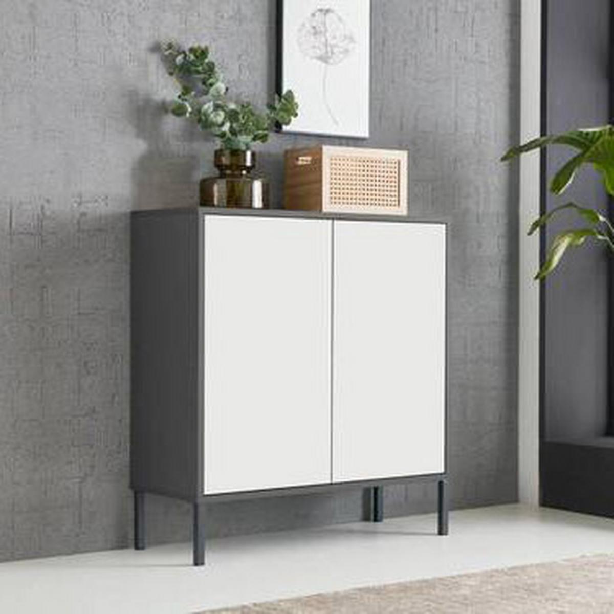 Kommode 79 cm Mailand Typ 4 + Mf, Weiß - Anthrazit/Weiß, MODERN, Holzwerkstoff (79/86/33cm) - MID.YOU