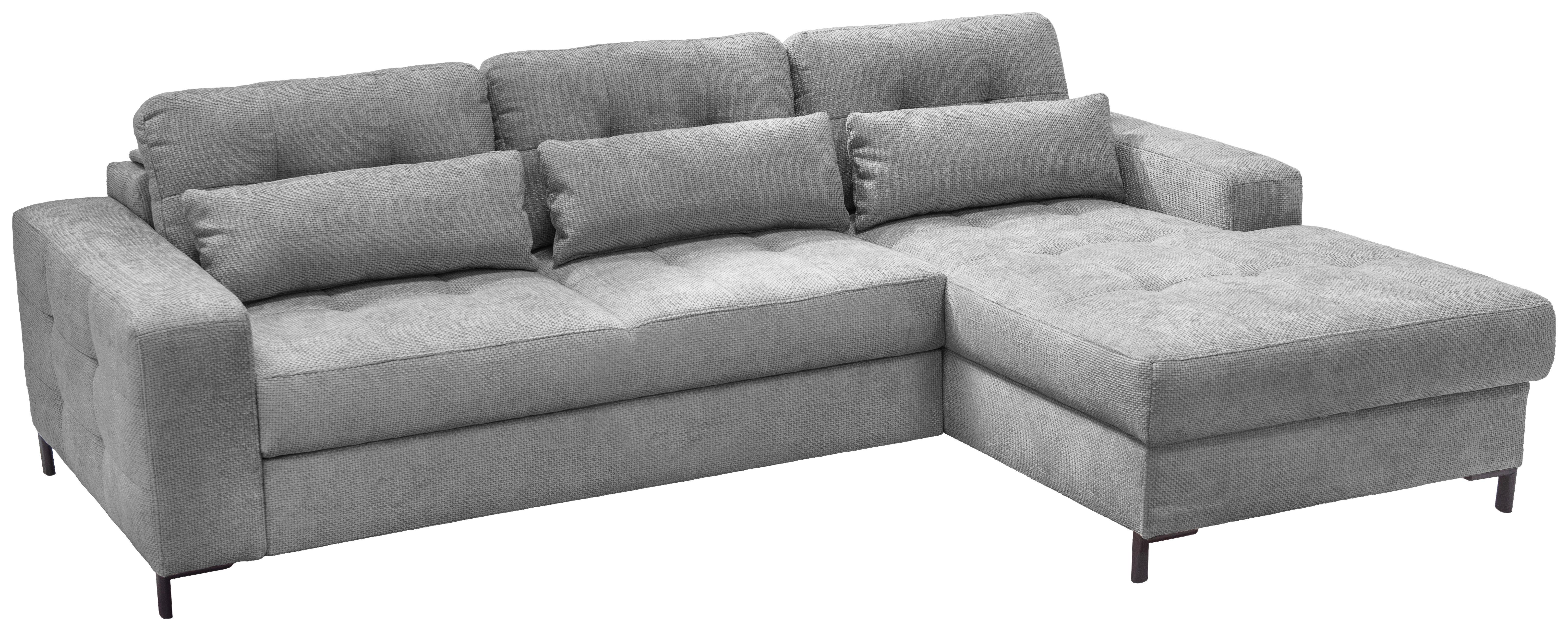 Ecksofa Bonito Grau, Schenkel: 255x176 cm - Schwarz/Grau, Design, Textil (260/176cm) - Livetastic