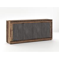 Sideboard 180cm Lunea Graphitfarben - Alteiche/Schwarz, Design, Holzwerkstoff (180/86/42cm) - MID.YOU