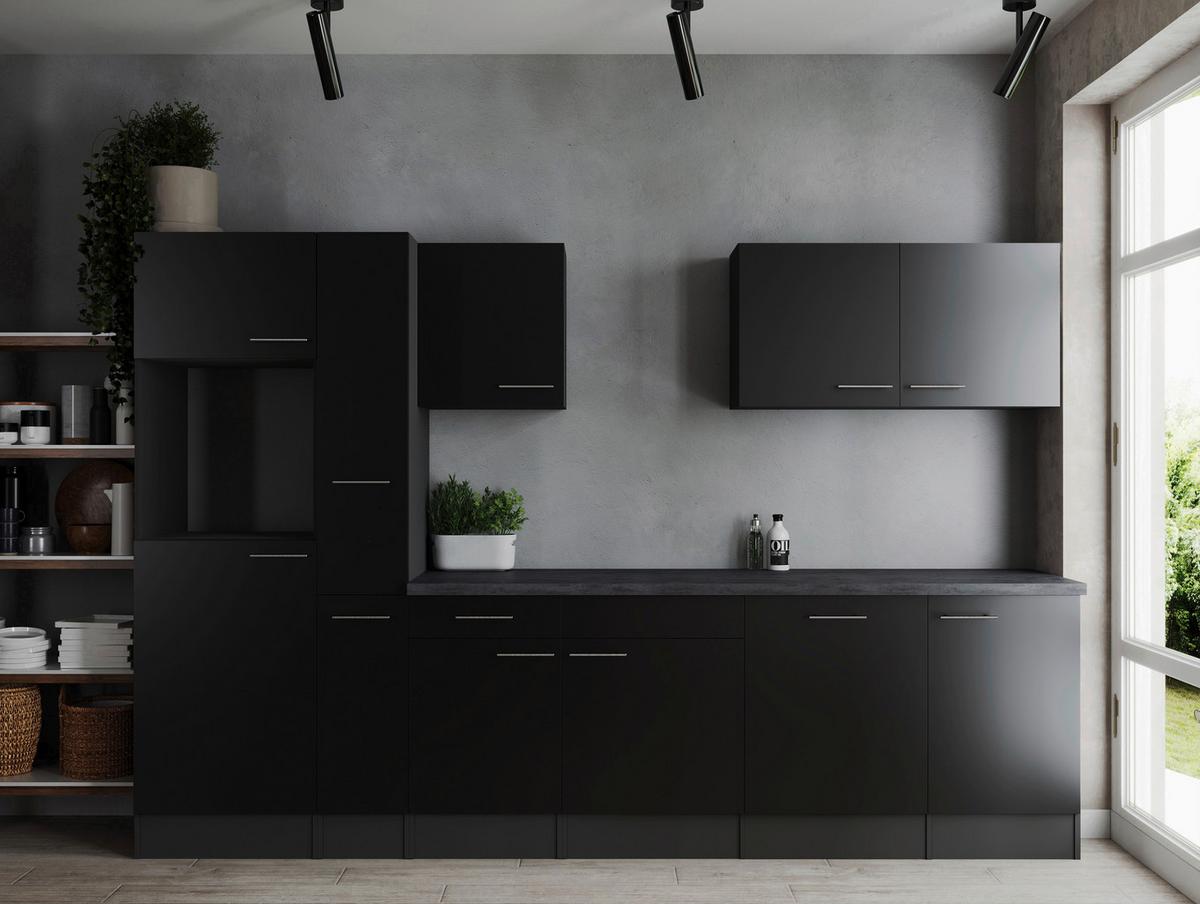 Küchenleerblock Oliver Grau, Schwarz B: 310 Cm - Schwarz/Grau, Design, Holzwerkstoff (310cm) - Respekta