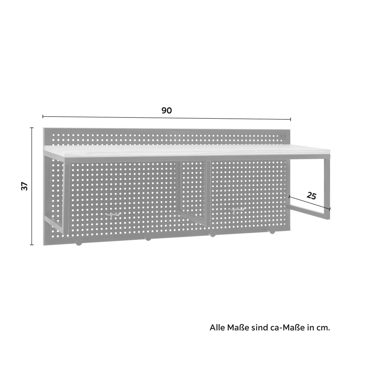 Šatní panel LORENZO - barvy borovice/černá, Moderní, kov/dřevo (90/37/25cm) - Bessagi Home
